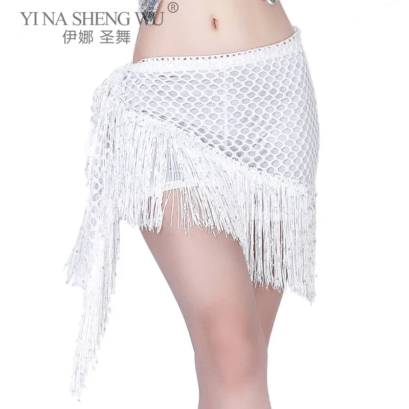 スパンコールタッセルベリーダンススカーフ中空アウトヒップウエストスカーフ女性アクセサリーベリーダンスパフォーマンスヒップラップダンスウエスト