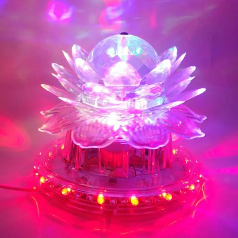 auto-rotate Lotus Magic Globe LED Crystal Lotus Light Dreamy Colourful Flashing Ballroom Bar Decoration Projection Lights