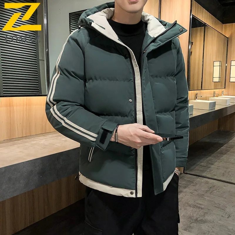 COMXZ 2025 Autumn Winter Mens Plus Size Padded Jacket Casual Padded Thick Padded Hooded Coat reflective Warm Tactics windbreaker