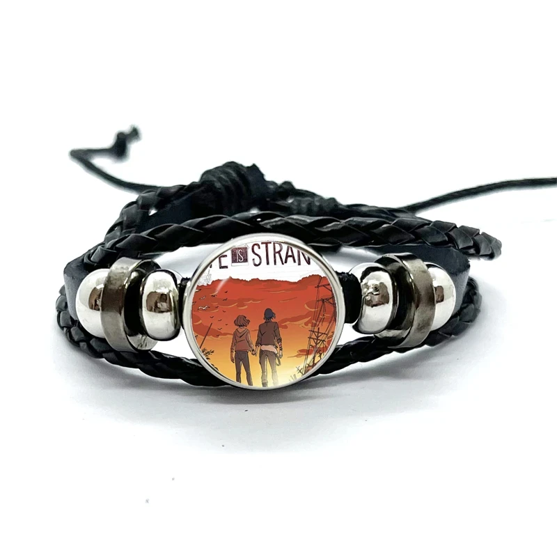 Max Caulfield Life Is Strange 2 Black Leather Bracelets Glass Dome Snap Button Bracelet & Bangles Fashion Women Men Jewelry