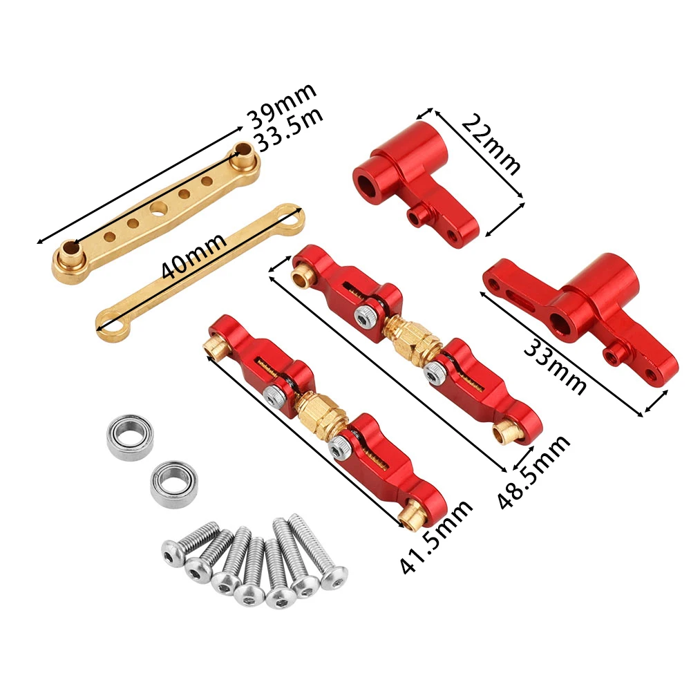 Zestaw kierowniczy ze stopu aluminium + mosiądz z łożyskami do 1/14 MJX 14209 14210 RC Car Upgrade Parts