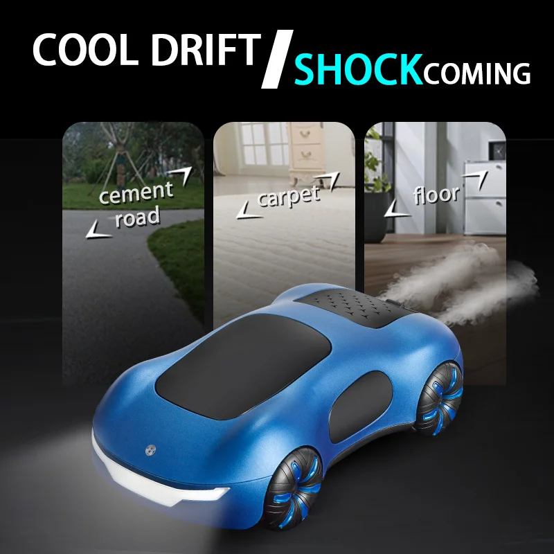 Sensor de gestos de coche RC 2,4G y spray de luz 360 °   Rotación truco deriva luz LED música spray carreras todoterreno juguete eléctrico regalo