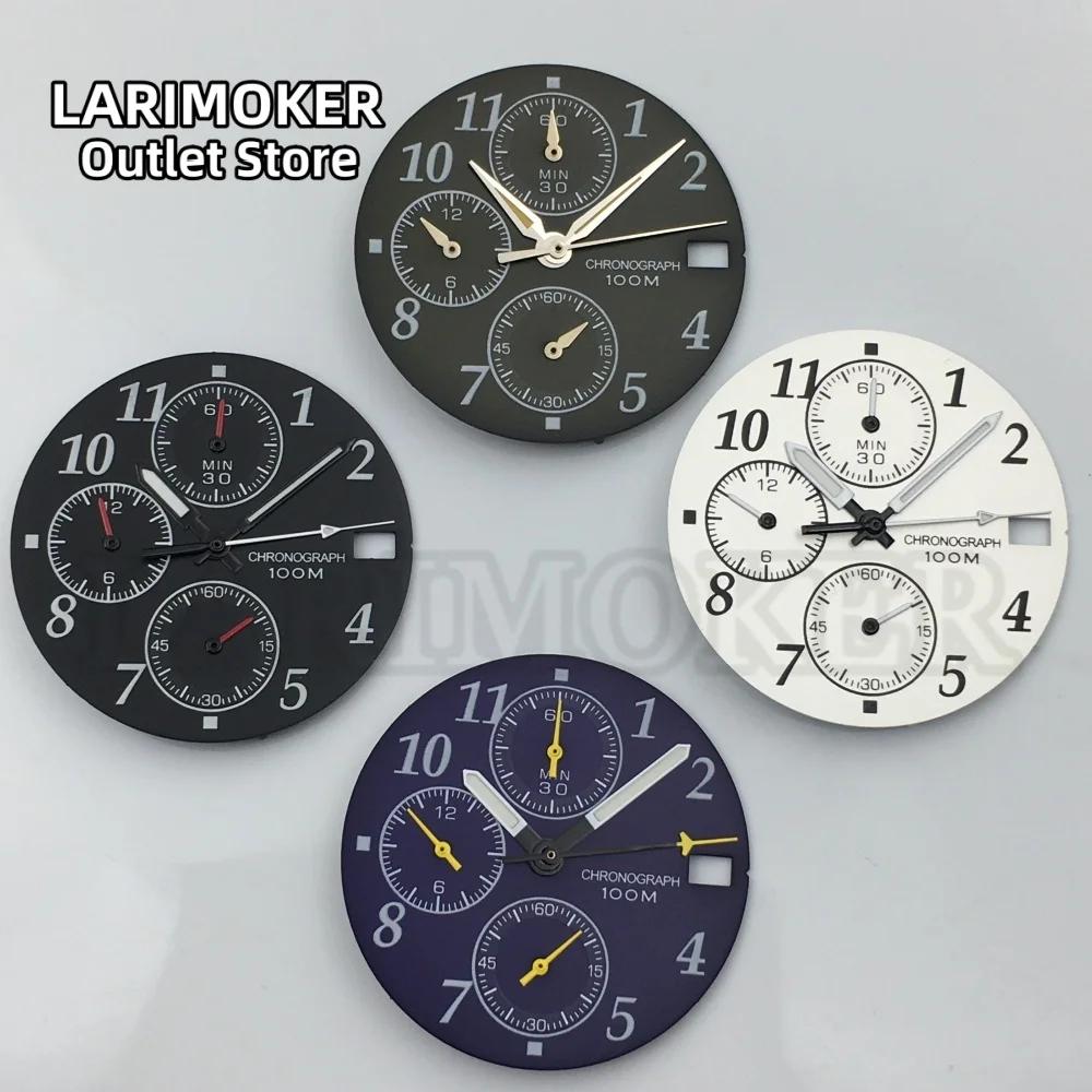 

LARIMOKER 29MM Date Window Arabic Numerals Index Luminous Dial For VK63 Quartz Movement Watch Dial And VK63 Watch Hands Parts