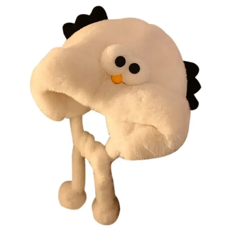 Nova moda bonito estereoscópico olhos criativo frango brinquedo de pelúcia chapéu inverno quente chapéu de pelúcia web vermelho chapéu de pelúcia presente pintinho feio