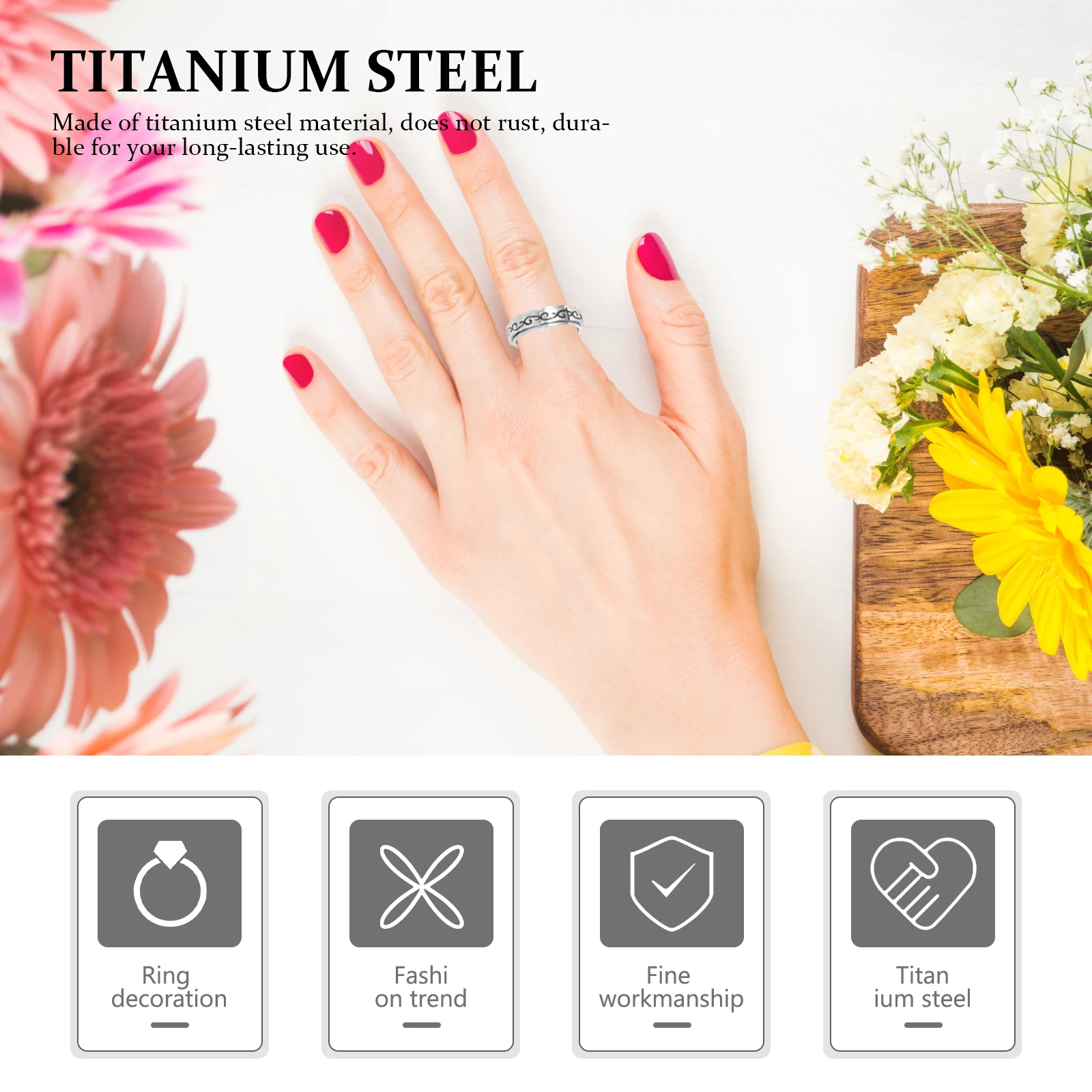 7pcs Rotatable Ring Set Titanium Steel Punk Finger Rings Rings For Women Ring Men Women