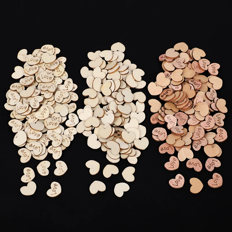 

100Pieces Mini Heart Shape Of Wood Love DIY Crafts Accessories Scattered Wedding Party Table Rustic Valentine's Gifts Decoration