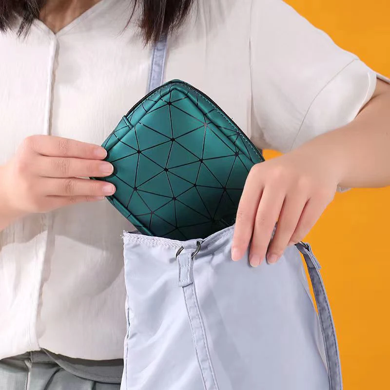 Bolsas sanitarias multifuncionales con patrón geométrico para mujer, organizador de servilletas reutilizable, bolsa de almohadilla, bolsas de maquillaje portátiles