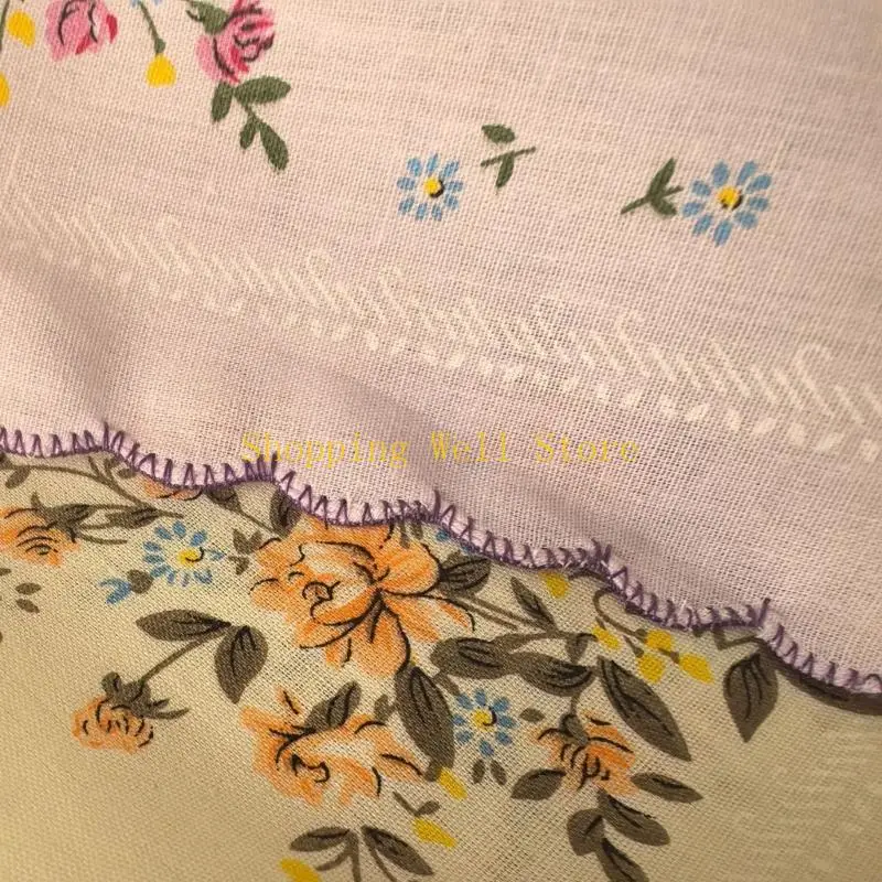 KX4B Square Handkerchief Sweat Bandana Cloth Flower Women Print Face Hand Towel