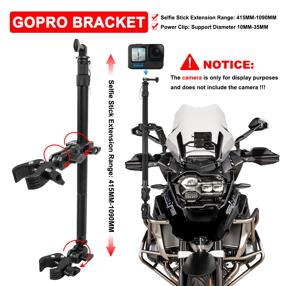 

Motorcycle Panoramic Selfie Stick Stable Scalable Gopro Driving Recorder Camera Holder Bracket Universal For Motorbikes Travel