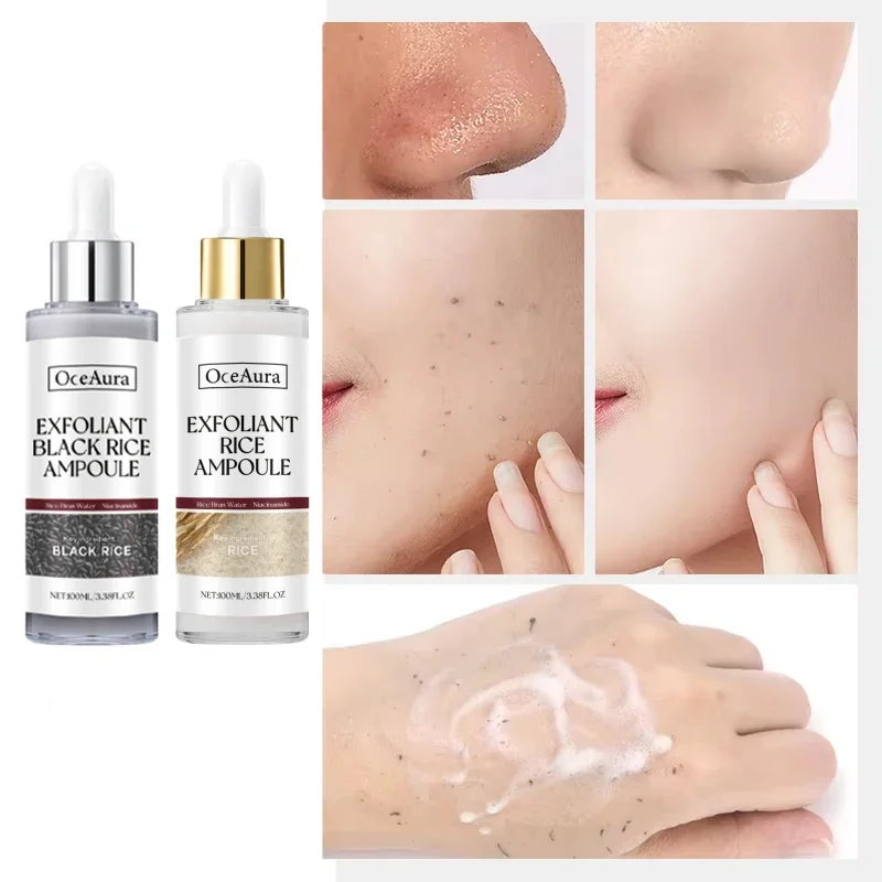 Suero de arroz exfoliante para el rostro, hidratante, ilumina la reparación de la piel, esencia Facial suave, elimina las espinillas, ampollas de colágeno