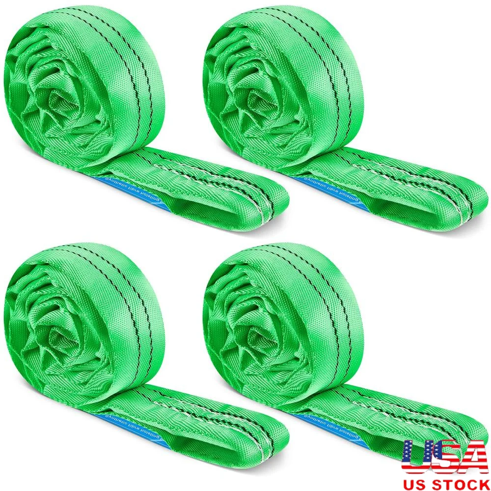 4 STKS Groen Polyester Rigging Hefriemen Takel Zware Objecten Poly Eindeloze Ronde Sling 5300LBS Capaciteit Ondersteuning Lift Tow