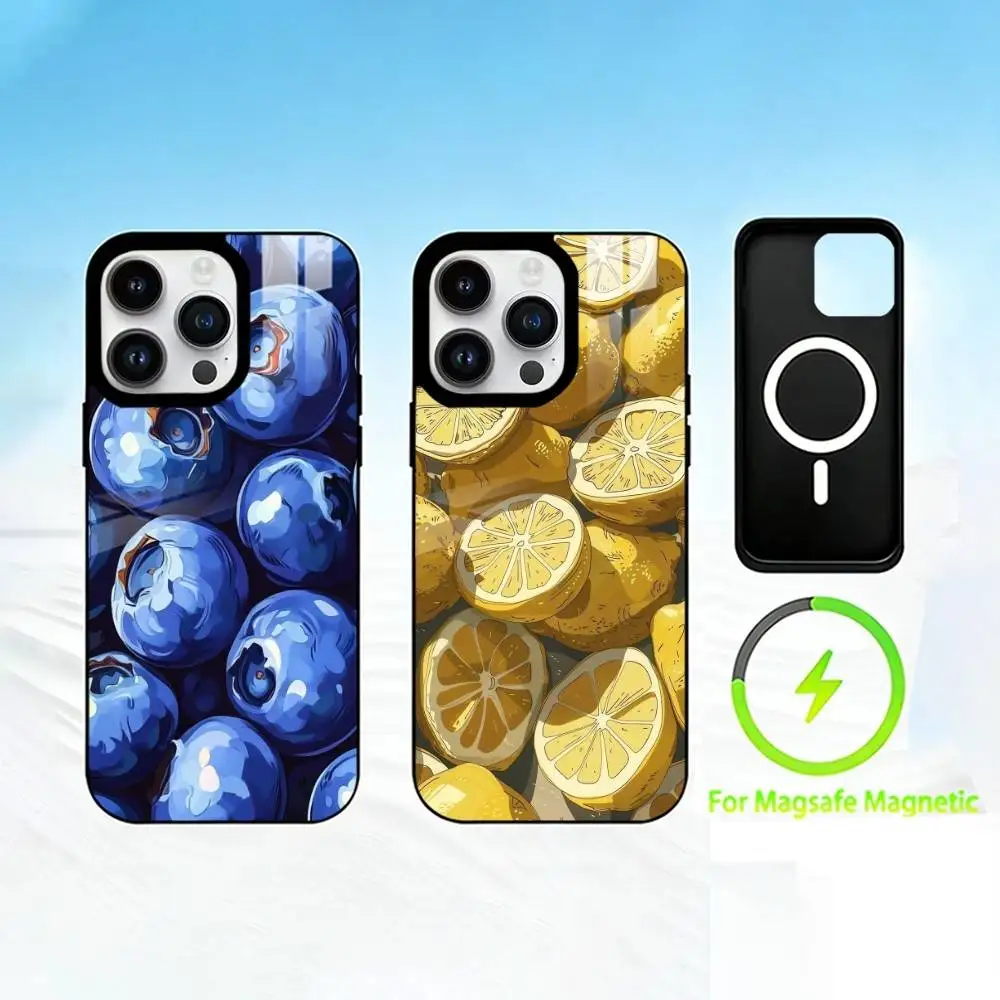 

A-art fruit Phone Case For iPhone 17 16 15 14 13 12 Pro Max Plus for Mirror Wireless Magnetic Cover