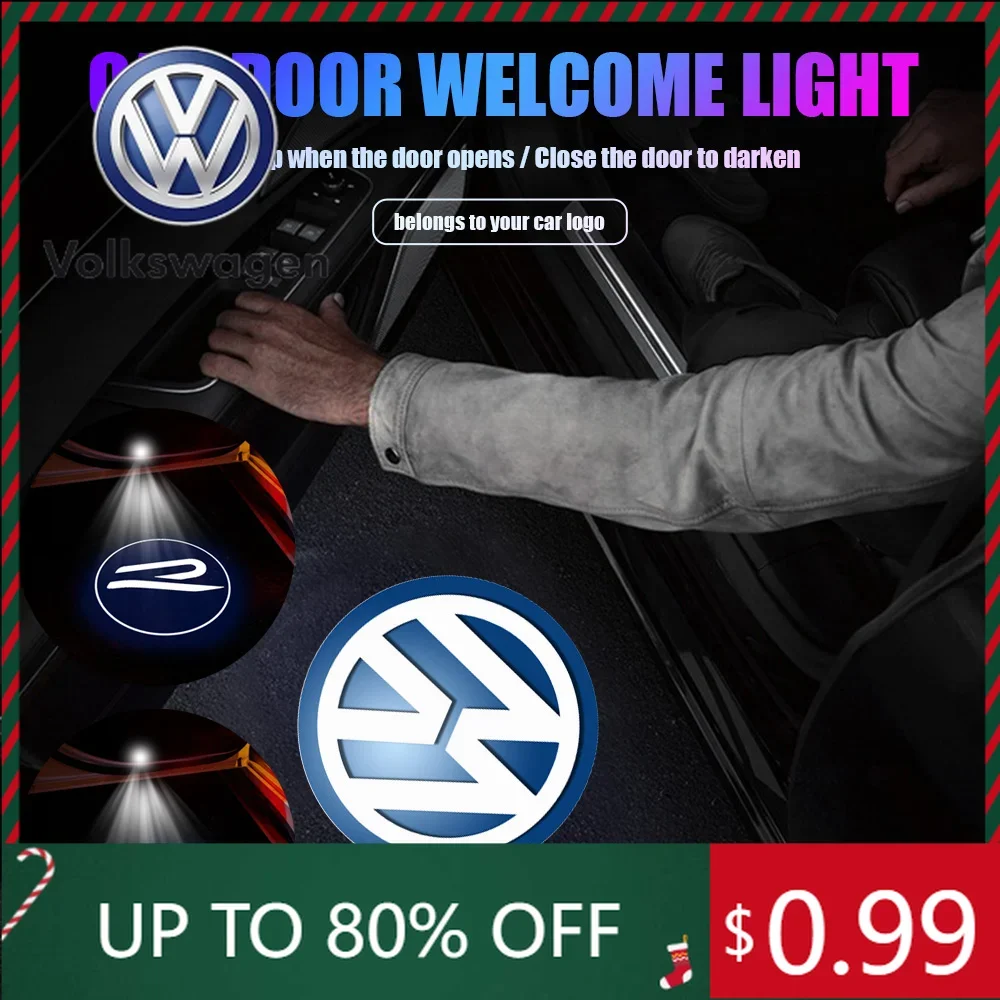 

Беспроводной проектор логотипа на дверь автомобиля (2 шт.) для VW Volkswagen Jetta MK5 Golf, декоративная подсветка для Volkswagen VW Tiguan