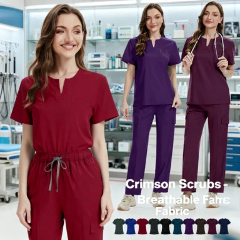 ユニセックスVネックオーバーオール - 医師や看護師向けの速乾性手洗いユニフォーム 薄手で無地の作業服