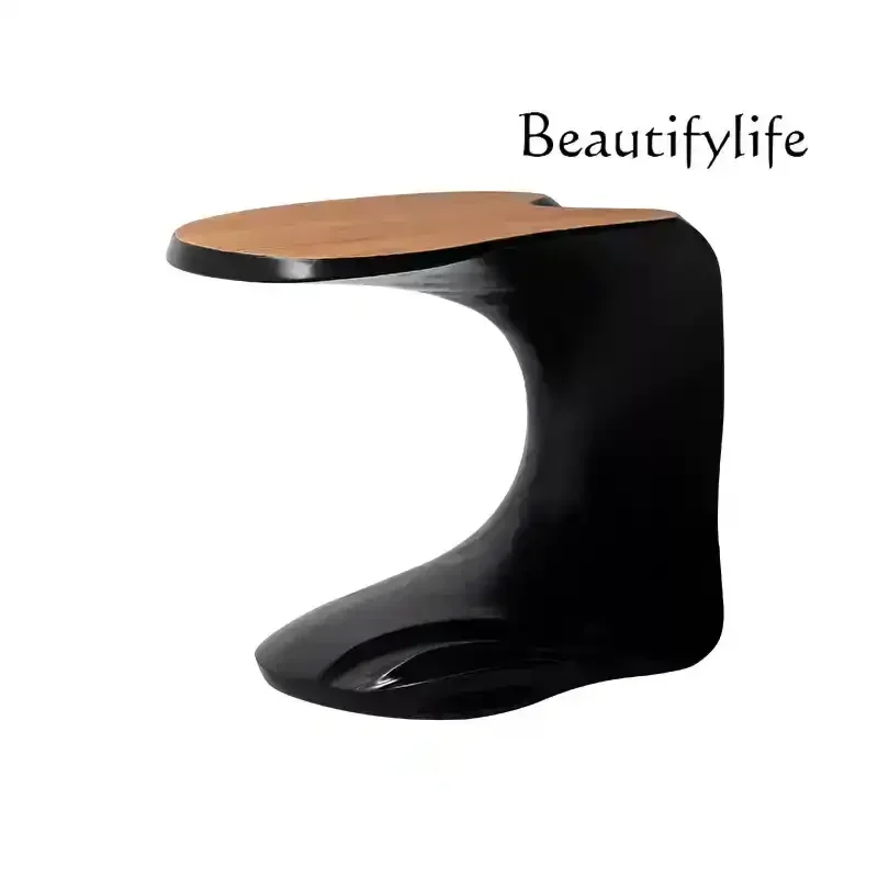 

Nordic modern simple small coffee wabi side table Italian light luxury corner solid wood sofa edge table