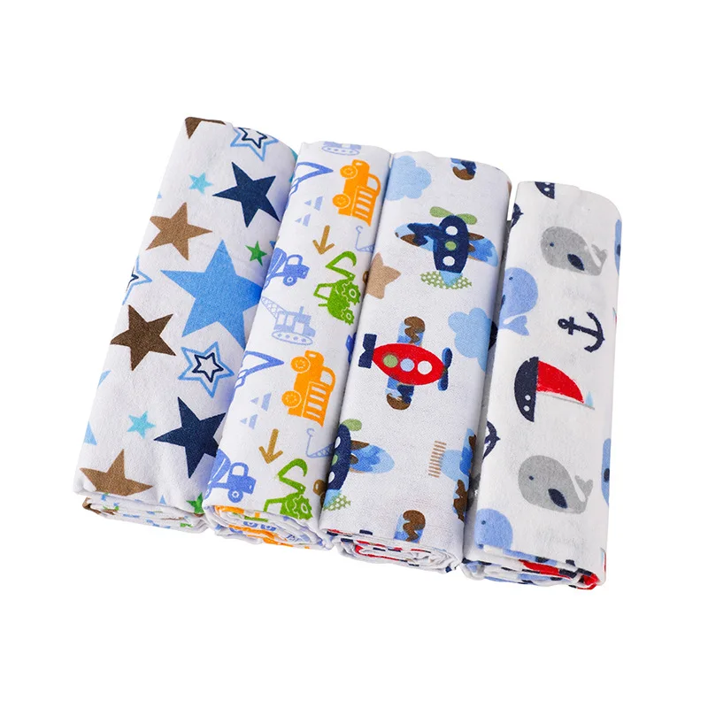 4pcs/pack 100% Cotton Flannel Diapers Supersoft Receiving Baby Blanket Newborn Wrap 76x76cm Baby Bedsheet Print Blanket Swaddle