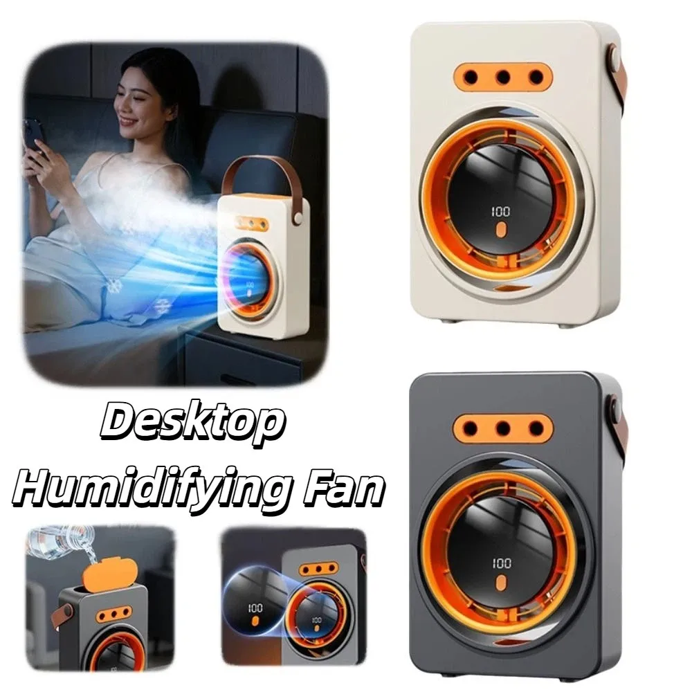 100-Speed Stepless Adjustment Mini Evaporative Air Cooler Multi-Angle Airflow Quiet Operation Humidifier Fan Triple-Hole Mist