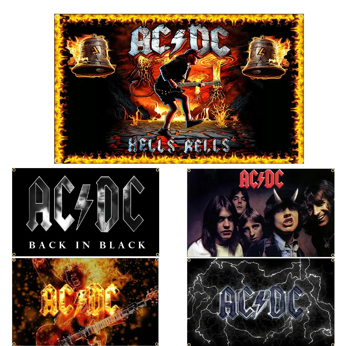 90X150CM 3X5Ft AC/DC Band Flag Polyester Printing Music Memorabilia Banner For Decor