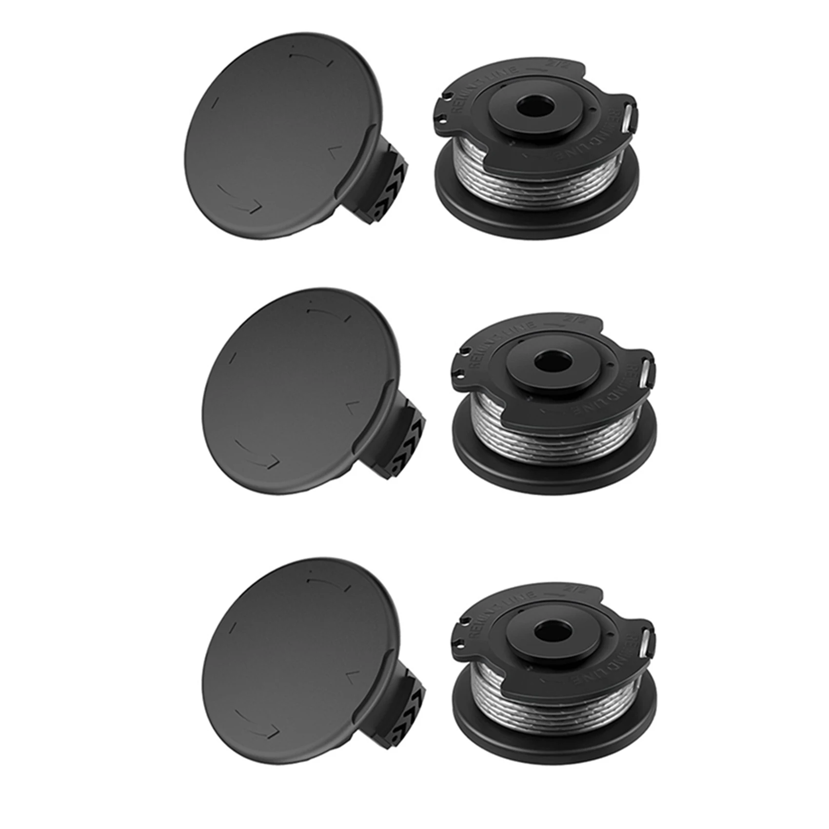 A74E-F016800385 String Trimmer Spool Line For Strimmer Trimmer For ADAPTIVE MODEL Models Replacement (3Spool+3Cap)
