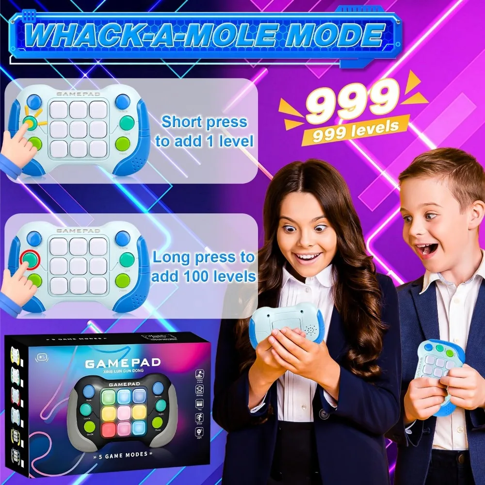 Handheld Quick Push Game Console, Pop Fidget Electronic Stress Relief Toy for Kids and Adults