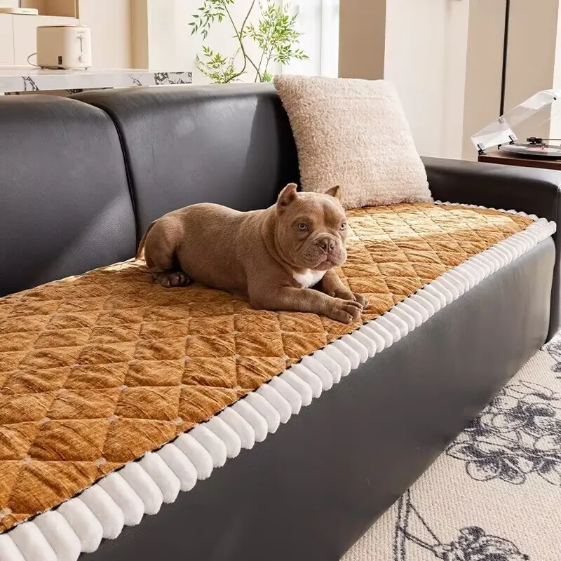 

Плюшевая однотонная стеганая подушка для дивана с ромбовидным узором, фланелевая нескользящая износостойкая подушка для дивана, защита для мебели