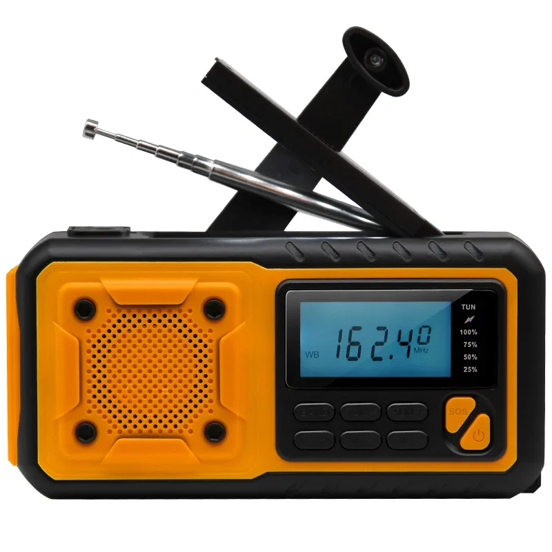 

Multifunción 5000mAh portátil de emergencia energía Solar Radio manivela carga AM/FM SW multi BAND Radio Led linterna de lectura