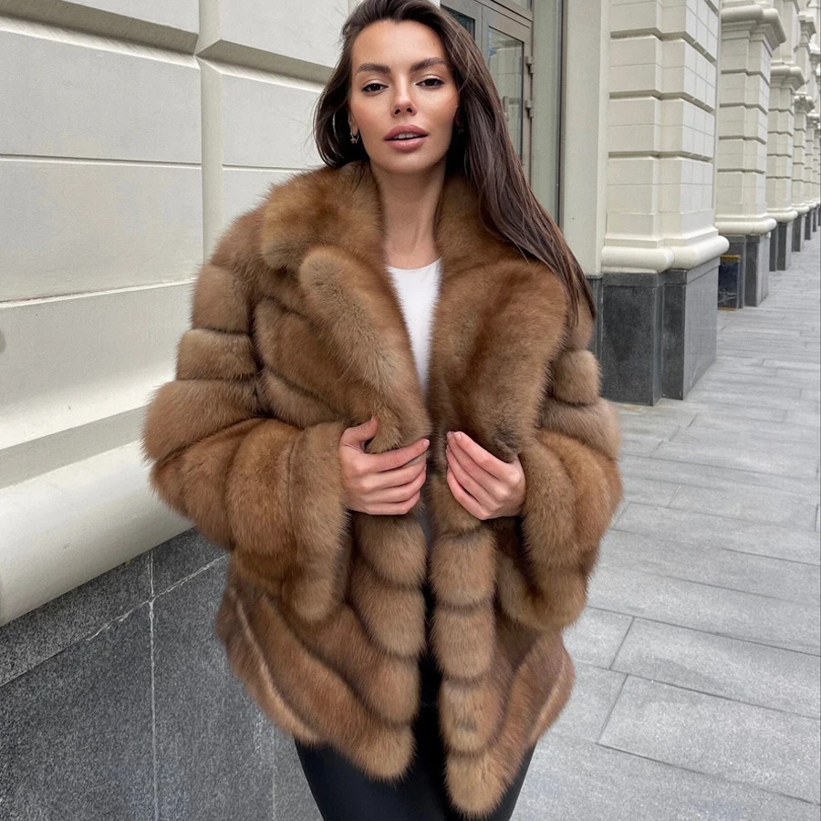 

Genuine Fox Fur Coat Womens Jackets Winter 2024 Warm Short Furs Jacket Natural Fox Fur Coat With Lapel