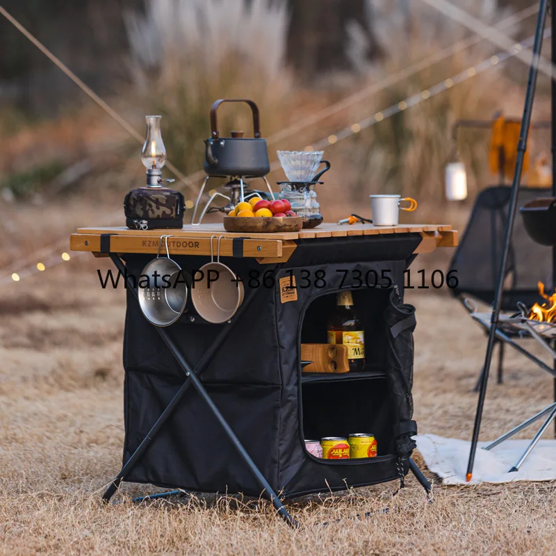 

Складной уличный шкафчик, многофункциональный настольный шкаф из массива дерева, портативный двухфункциональный стол-шкаф для кемпинга