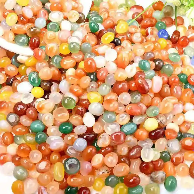 100~500g Colorful Pebbles Natural Agate Crystal Pebbles Decorative Stones for Aquariums Fish Tanks Air Plant Decor 1~1.6cm TMZ