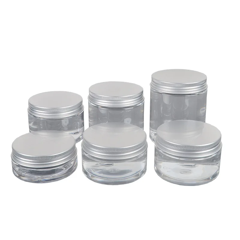 50ml 80g 100ml 120ml 2oz Clear amber Plastic Round  Pet Jar With Screw  aluminum/plastic Cap for Cosmetic food Container,Bottle