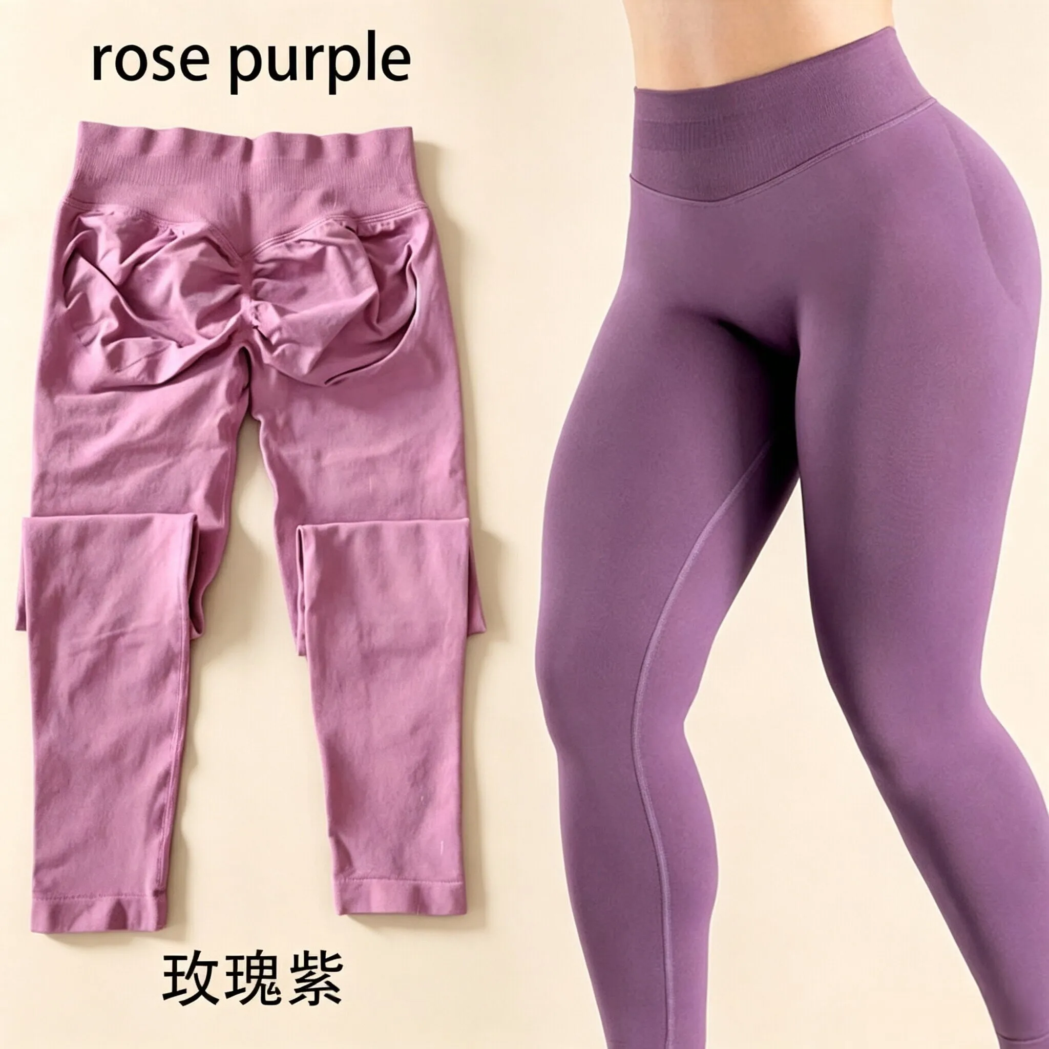 Dneyf 1D-3Y-2F Nahtlose Yoga-Leggings mit Po-Lifting-Effekt für Damen, hohe Taille, hohe Dehnbarkeit, schnelltrocknend, ideal zum Training, Laufen, für das Fitnessstudio und als lange Sporthose. – Detail 12