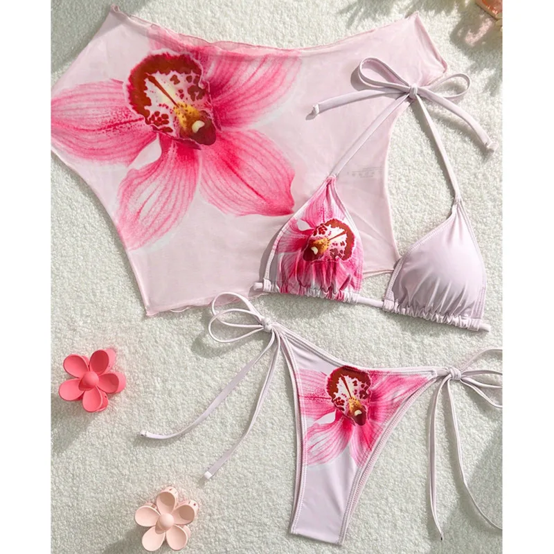 

2026 Sexy 3Pcs Bikinis Set Female Swimsuit Women Three-Piece Swimwear Beach Swim Wear Bathing Suits Brazilian Bikini Pool Bather