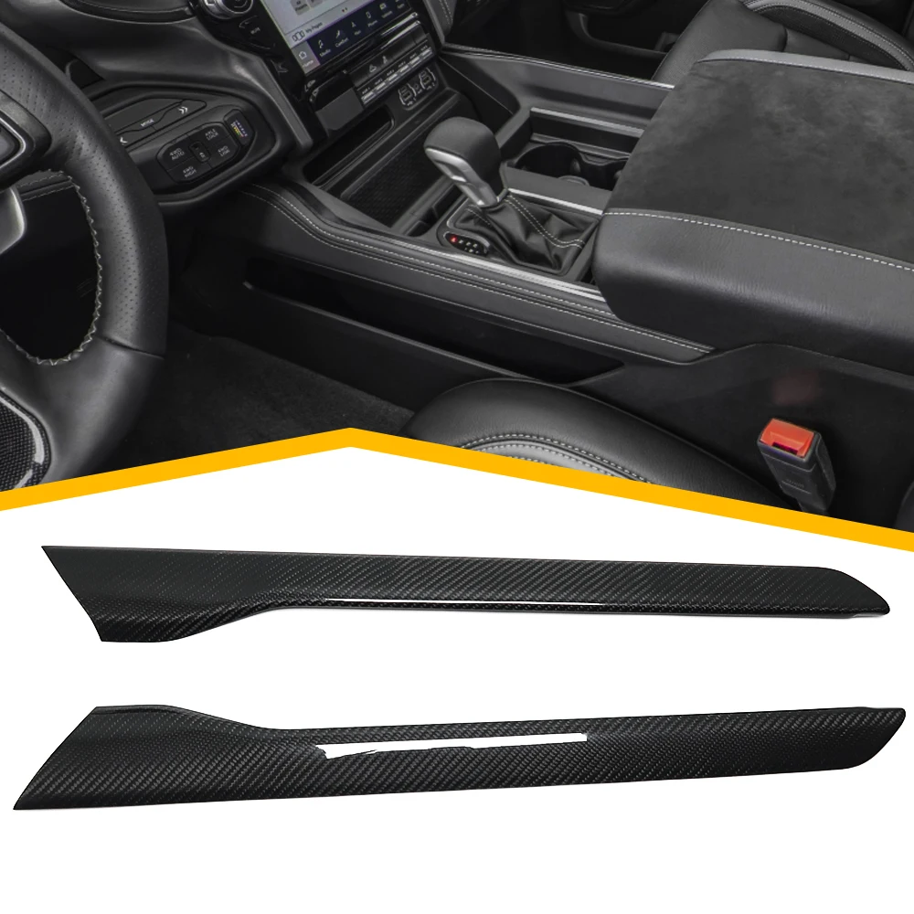 For Dodge Ram 1500 TRX Limited Rebel Laramie 2019 2020 2021 2023 Interior Center Console Side Panel Covers Dry Carbon Fiber