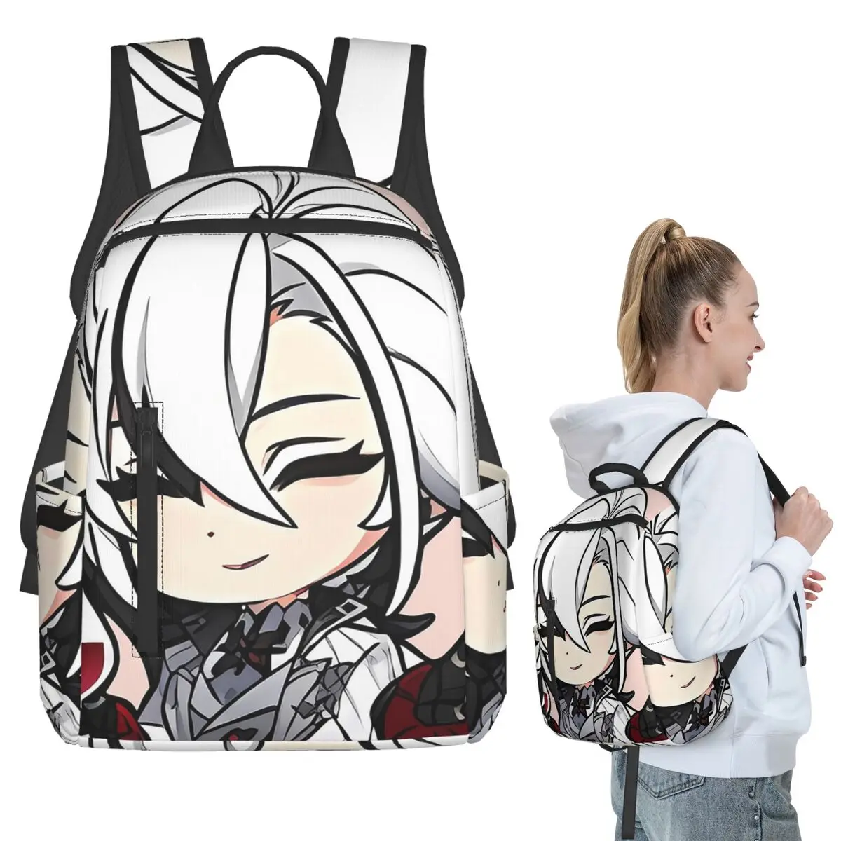 Genshin Impact Arlecchino Anime Backpack Student BookBag Kids School Bag Computer Shoulder Bags Boys Girls
