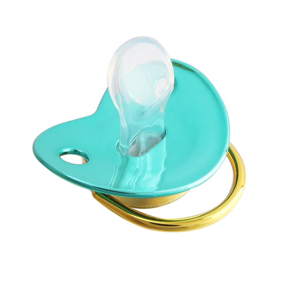 Luxury Baby Pacifier With Chain Clip Newborn Metallic Teal Green 26 Name Initial Letter Baby Dummy Soother Nipple 0-18 Months