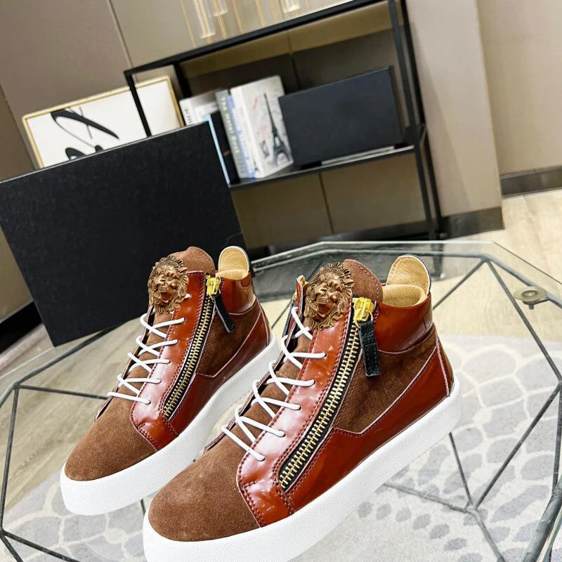 

Europe's new zipper high top metal leather casual fashion brand men's shoes network red 4
