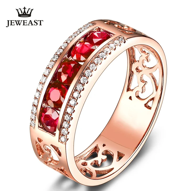 SLFD Natural ruby 18K Pure Gold 2023 New Hot Selling Top Ring Women Heart Shape Ring  For Ladies  Woman Genuine Jewelry