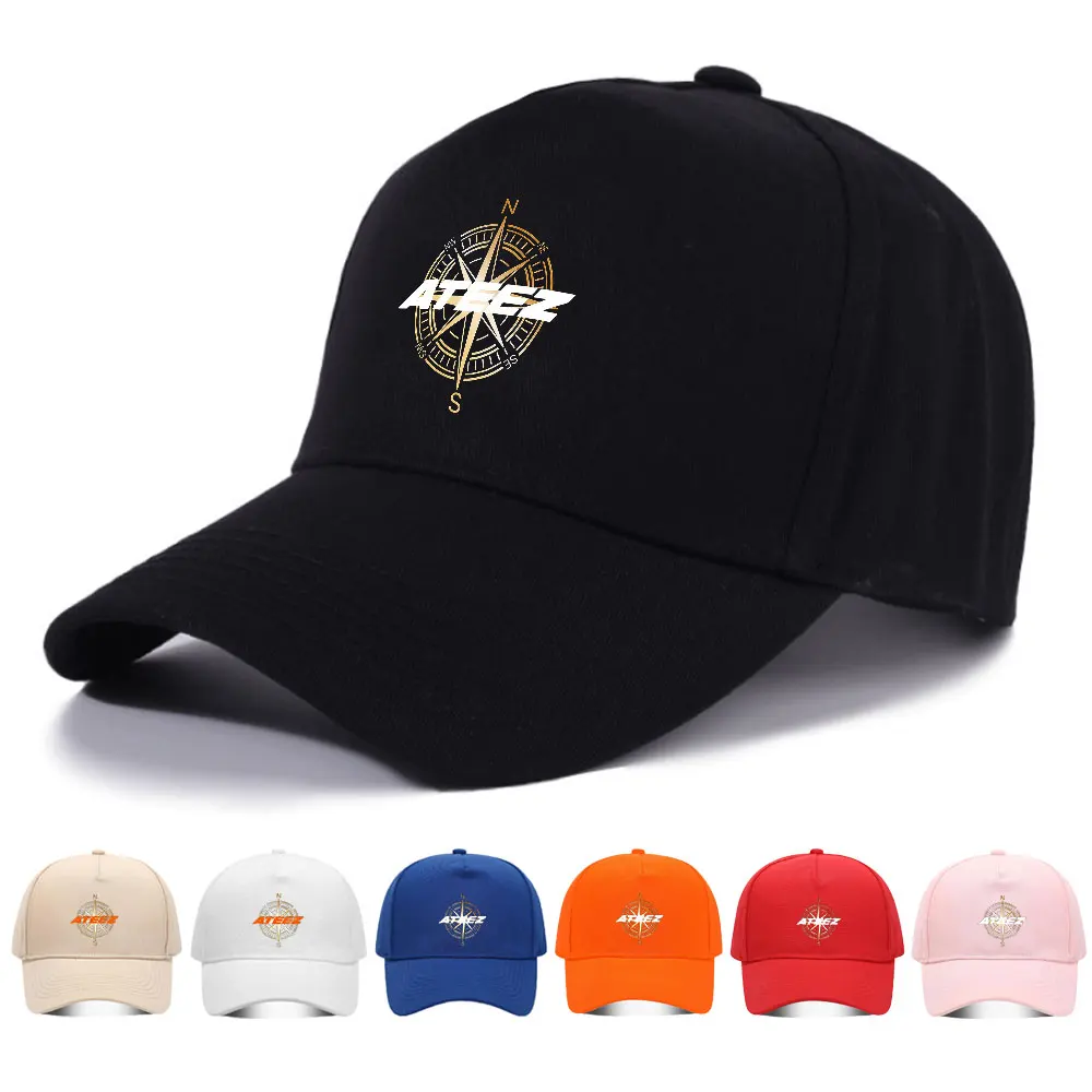 Czapka baseballowa Kpop ATEEZ z motywem kompasu dla mężczyzn i kobiet, 100% bawełna, streetwear, czapka BOICE, regulowany rozmiar, do sportów outdoorowych