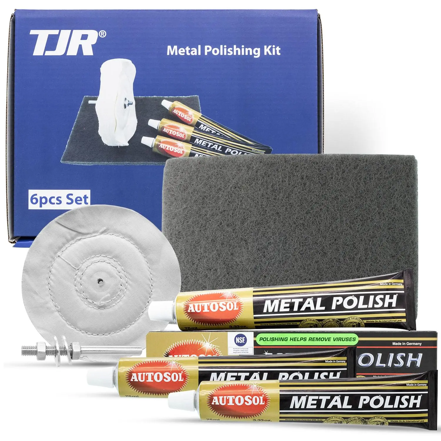 

3-Piece Polishing Paste with Abrasive Pad, 2 Mops - Compatible with Stainless Steel, Brass (Ultra Fine)