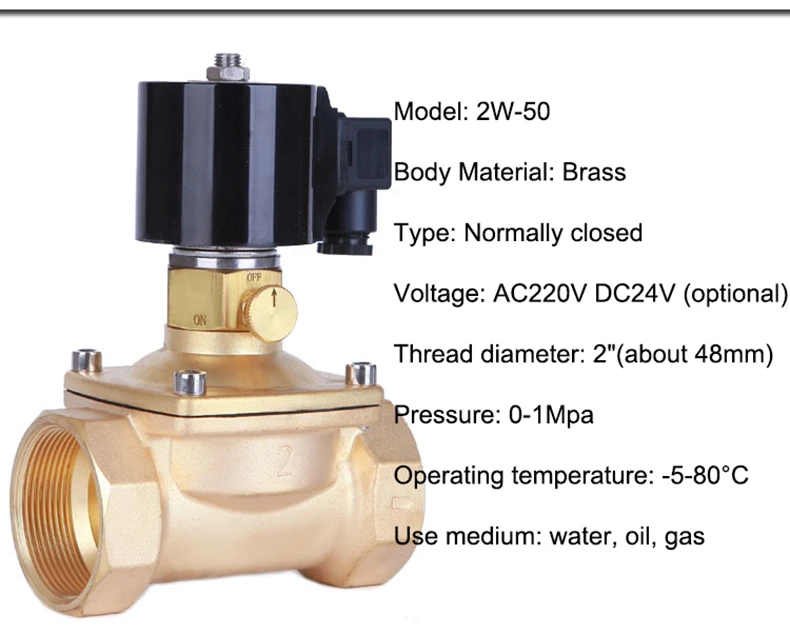 1/2" 3/4" 1" 1-1/4" 1-1/2" 2" Messing Elektrisches Magnetventil mit manuellem Notschalter AC220V DC24V für Wasser Öl Luft – Detail 10
