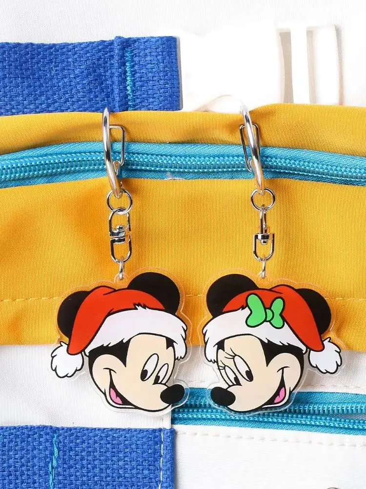 MINISO 10pcs Disney Mickey Minnie Keychain Car Key Cute keyring Men's and Women's keychain acrylic crafts Christmas gift