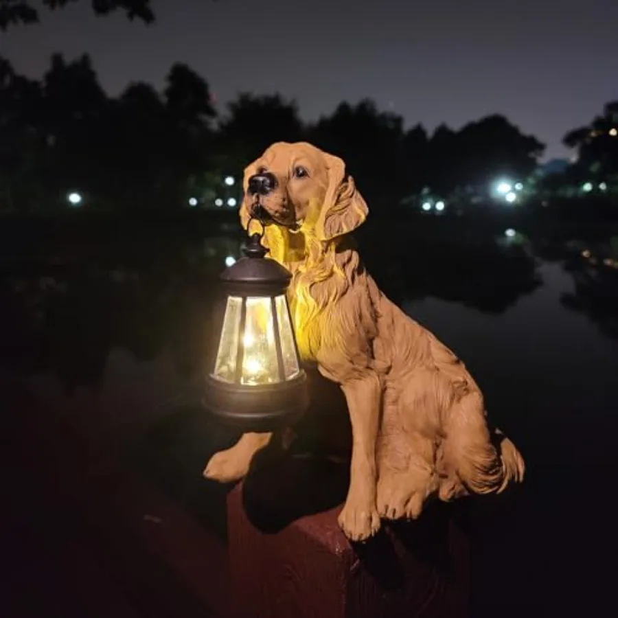 

Garden Statues Dog Solar Hanging Light, Courtyard Resin Simulated Handicraft Dog Statue Ornament, Garden Yard Entrance Decorati