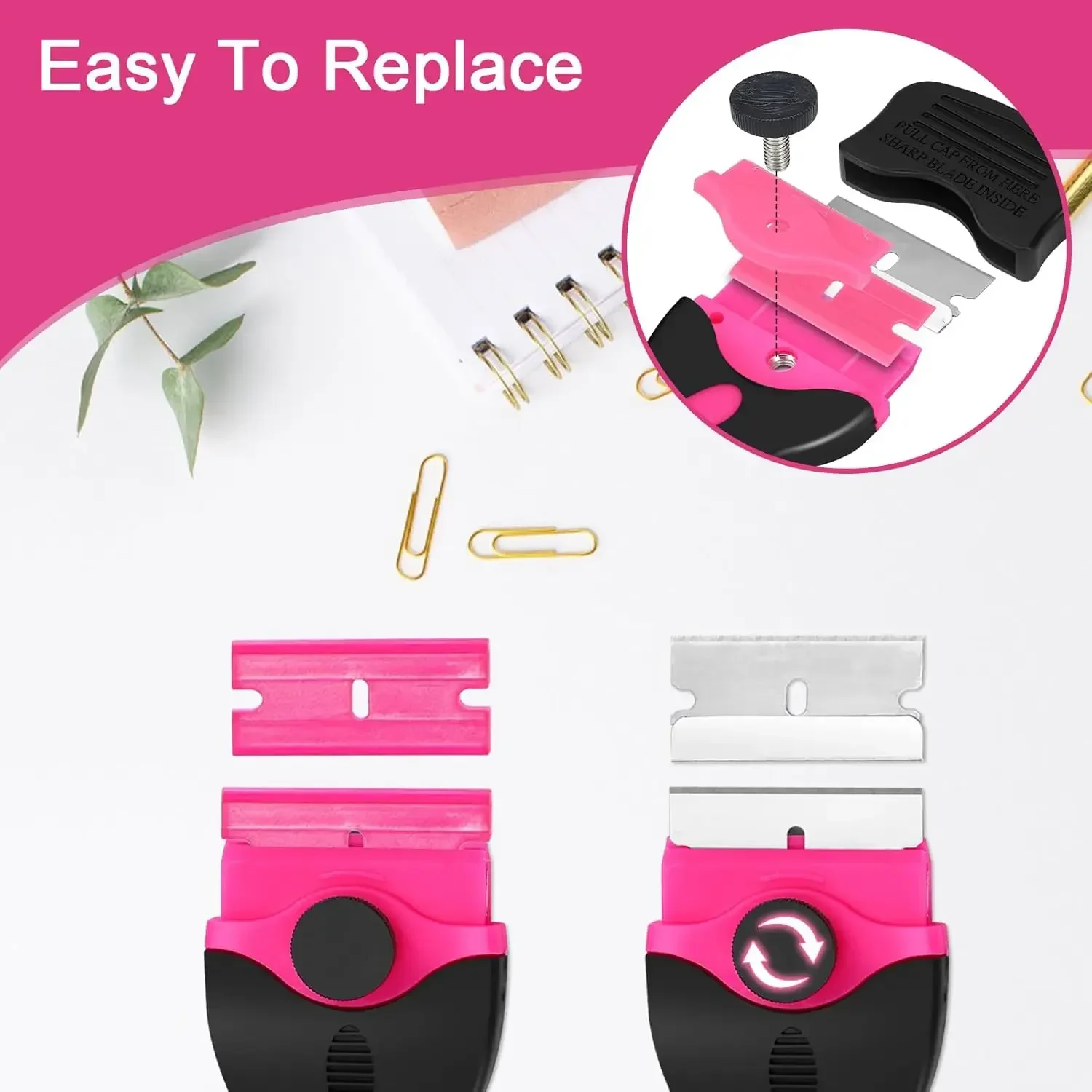 2 lame per raschietto multifunzionali con doppie teste, comprese 20 lame in metallo e plastica sono perfette per la casa