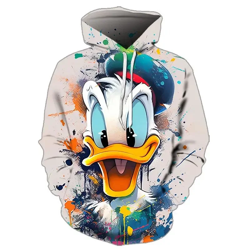 Neutrale cartoon hoodie herfst/winter tie-dye kleur Disney schattig Donald Duck 2024 mode Sanlio merk print kleding dames/heren