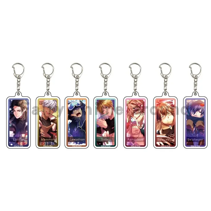 

Game 2-Obey Me! Keychain Doll Anime Lucifer Mammon Leviathan Belphegor Asmodeus Beelzebub Acrylic Keyring Pendant for Gift