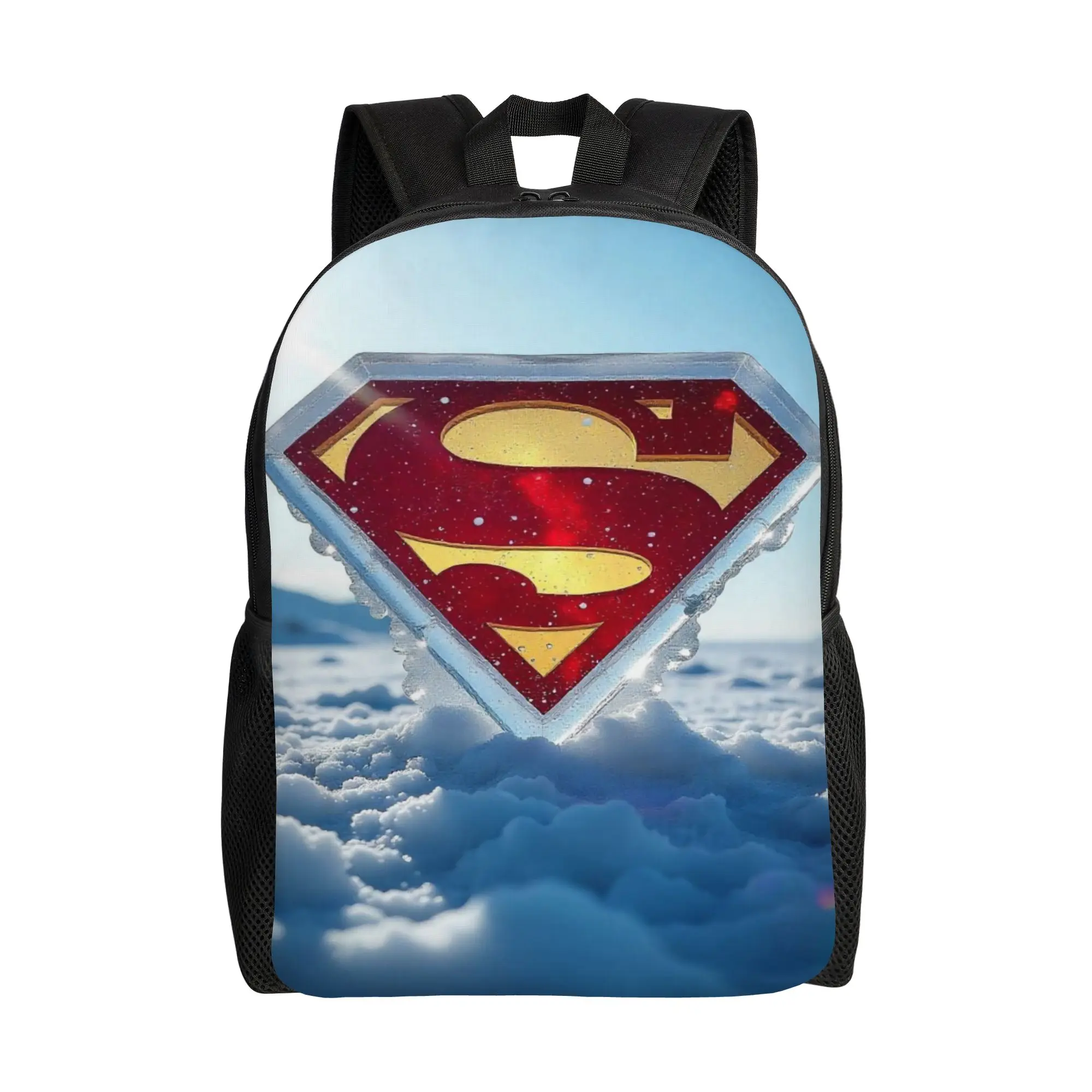 Back to school season Cloud Sky Crystal Superman Shield Art Schoolbag  Couple Solid Backpack