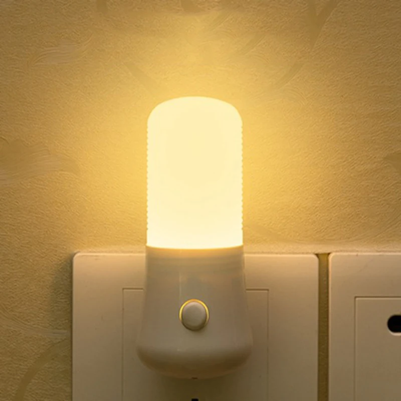 LED Night Light EU/US Plug Push Button Switch Wall Socket Lamp Bedroom Bedside Lamp Baby Room Corridor Home Decor Night Lights