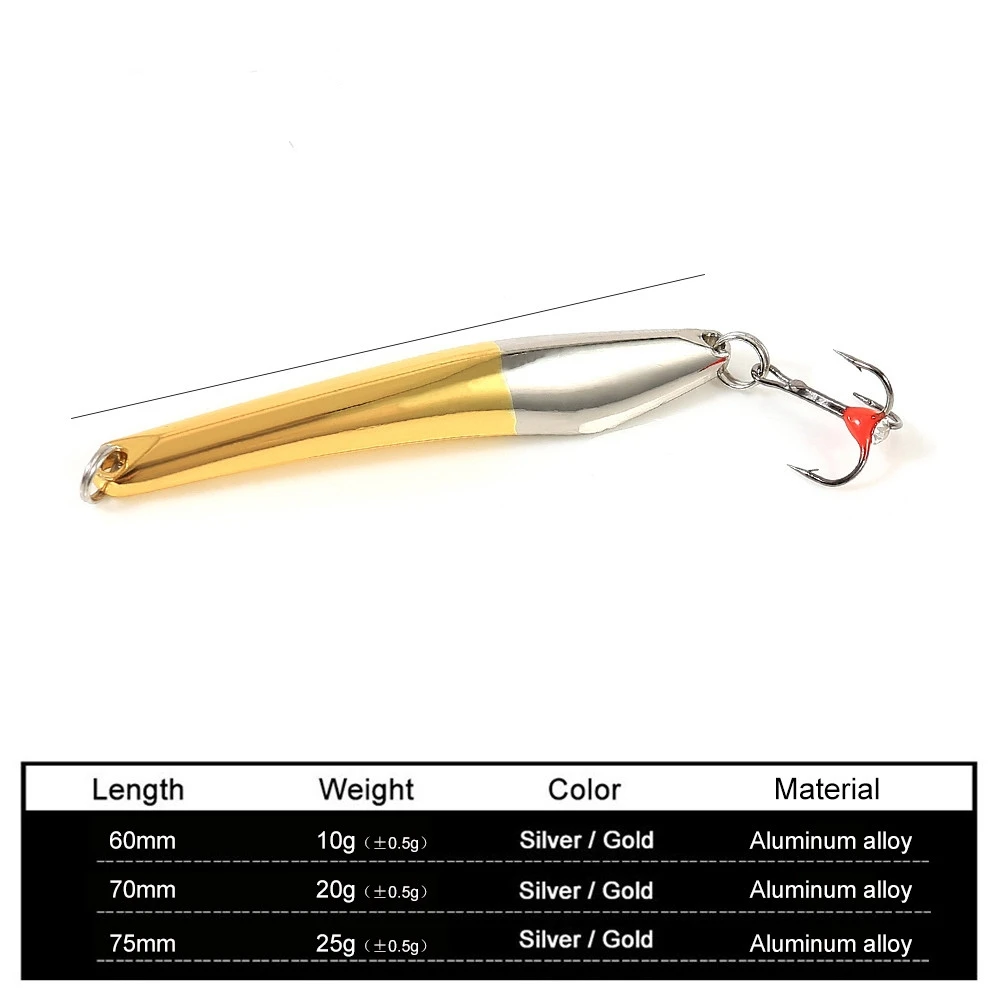 NGB Winter Ice Fishing Lure 10g 20g 25g Vertical Jigs Metal Spoonbait Hard Lure with Treble Hook for fishing of and pike