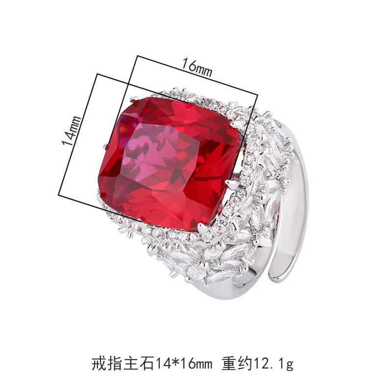 KQDANCE Luxury Cushion Cut 14*16mm Created Papalacha Sapphire Blue Redcorundum RUby Rings Designer Copper Jewelry