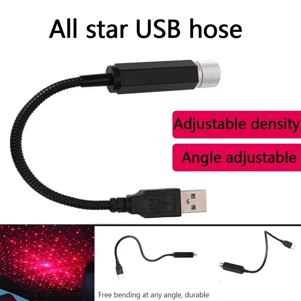 USB Dual Head LED Starry Sky Night Light USB Powered Galaxy Star Projector Atmosphere Lamp For Auto Car Roof Room Ceiling Decor